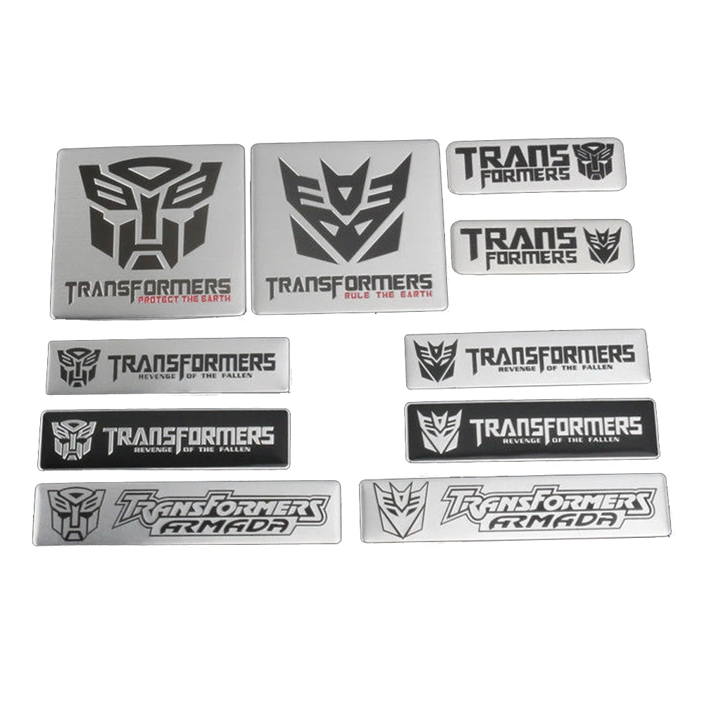 

Stickers Badge 3D Logo Aluminum Metal Autobots Decepticons Transformation Car Emblem Alloy Tail Decal Phone Styling Decoration