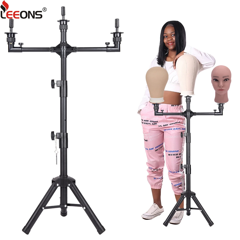 블랙 50인치 조절식 가발 삼각대 스탠드 (마네킹 헤드, 캔버스 블록 헤드, 다기..