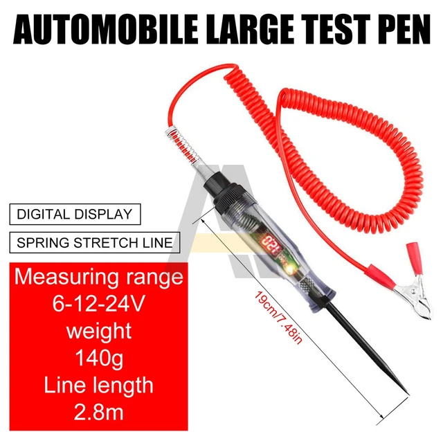 Acheter Testeur de tension de Circuit de voiture et camion, affichage  numérique, stylo à longue sonde, ampoule, outils de Diagnostic Automobile,  réparation automobile, 6V 12V 24V DC