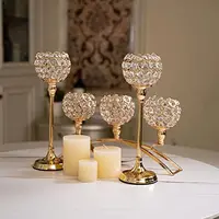 Gold Candle Holders for Table Centerpieces,Tealight Candlestick, Candelabra Stand, 3 Arms for Living Room, Wedding Decor 5