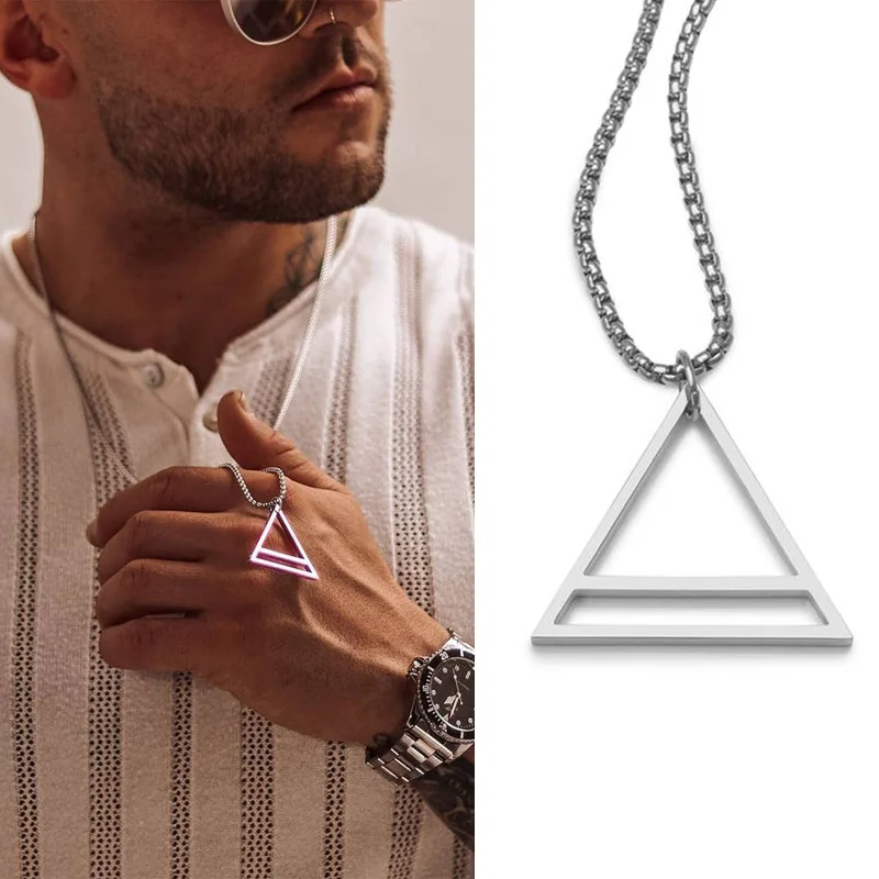 Triangle Pendant Men Simple Necklace Stainless Steel Chain Hip Hop Rock  Jewelry for Male Friends Gift Accessories Dropshipping - AliExpress