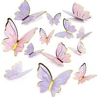 DIY Stamping Gold Pink Butterfly Cake Toppers Happy Birthday Cake Decoration Wedding Party Decor Shower Dessert Baking Supplies 1