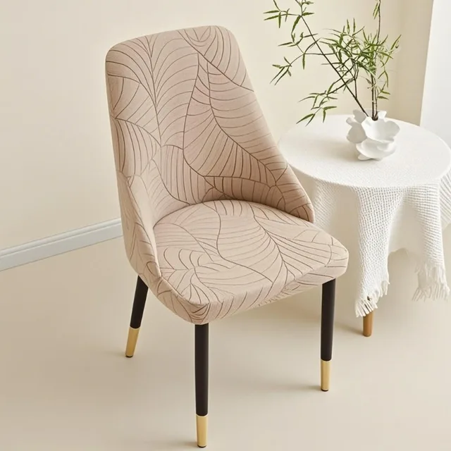 Fodera per poltrona piccola elasticizzata Fodera per sedia da pranzo jacquard a foglia Protezione per sedia curva all-inclusive per la casa delle feste 1/2/4/6 pezzi 5