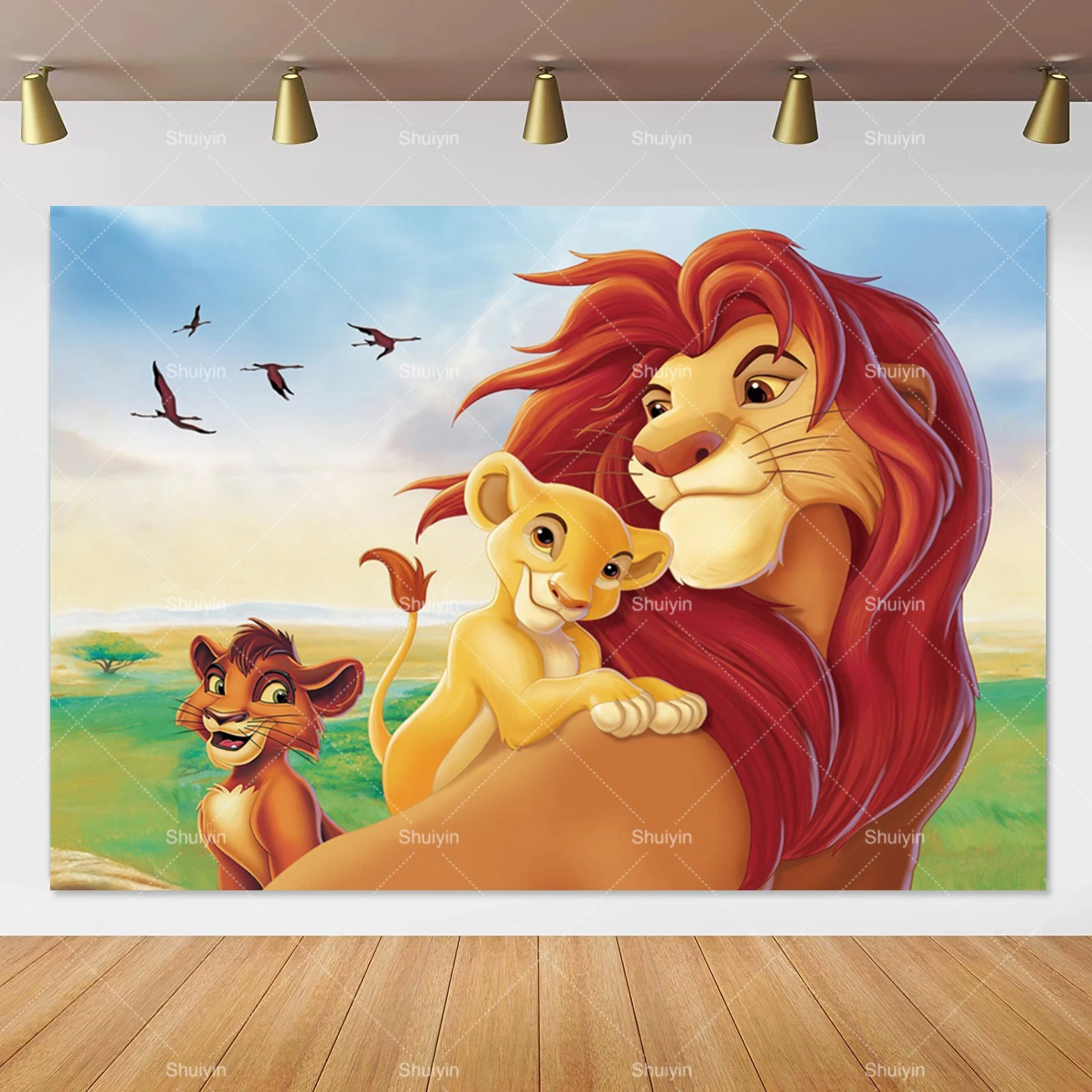 Simba's Jungle Celebration Backdrop - Tropical Birthday Party Decor Banner