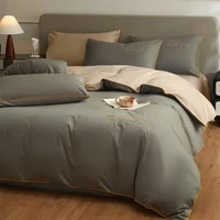 Ensemble de housse de couette 100% coton égyptien, 3 pièces, 1 housse de couette et 2 taies d'oreiller, 150x200/200x230cm, simple/double, Queen King Size 5