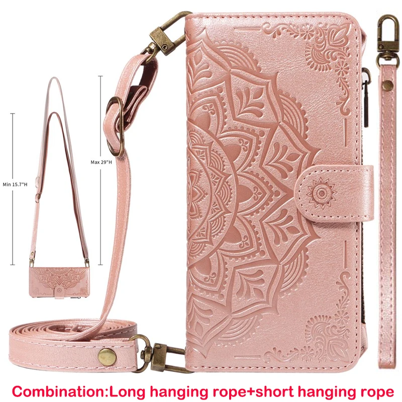 Leather Phone Case with Magnetic 9-Card Zipper Flip Wallet Holder