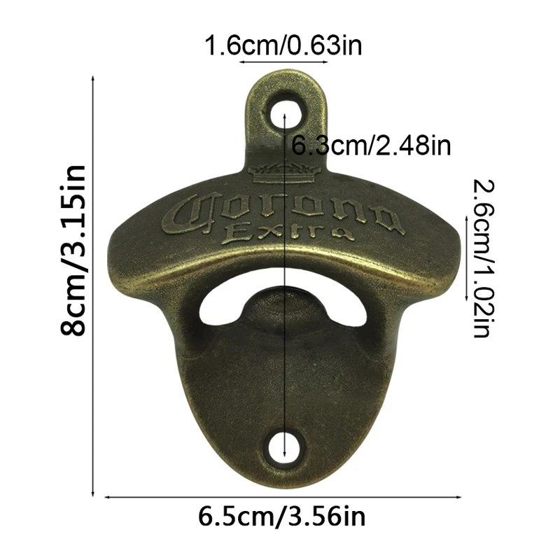1Pcs Vintage bottle opener Creative Wall Mounted Fixed Beer Bottle Opener Corona Zinc Alloy