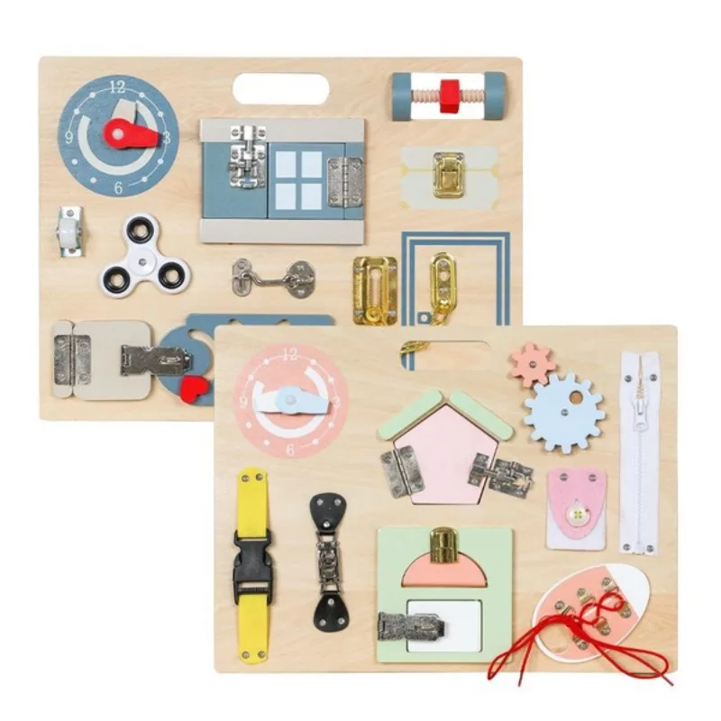 

Montessori Teaching Aids Wooden Busy Board Children's Early Education Puzzle Learning Daily Living Skills Training Unlock Games