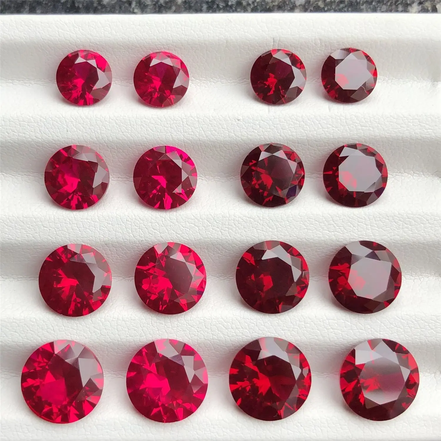 

5# 8# red corundum ruby laboratory growth crystal synthesis ruby round faceted jewelry bare stone inlay hardness 9