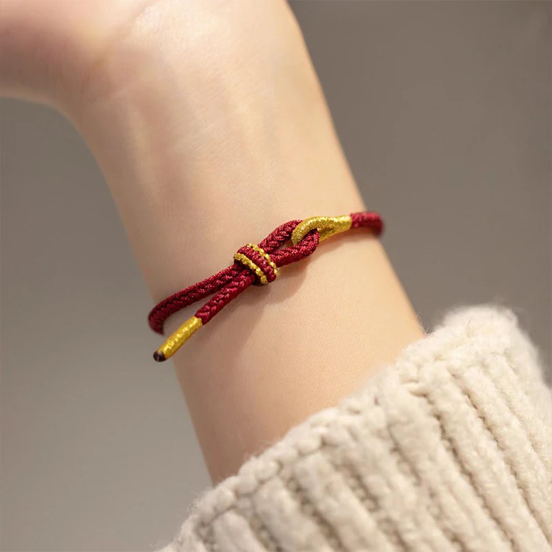Hand Woven Size Adjustable DIY Red String Bracelets Adult Child Vintage Lucky Rope Bangles Gift