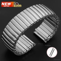 Elegant Stainless Steel Expansion Bracelet Watch Band - Silver & Gold Elastic Strap - 22mm (Silver)