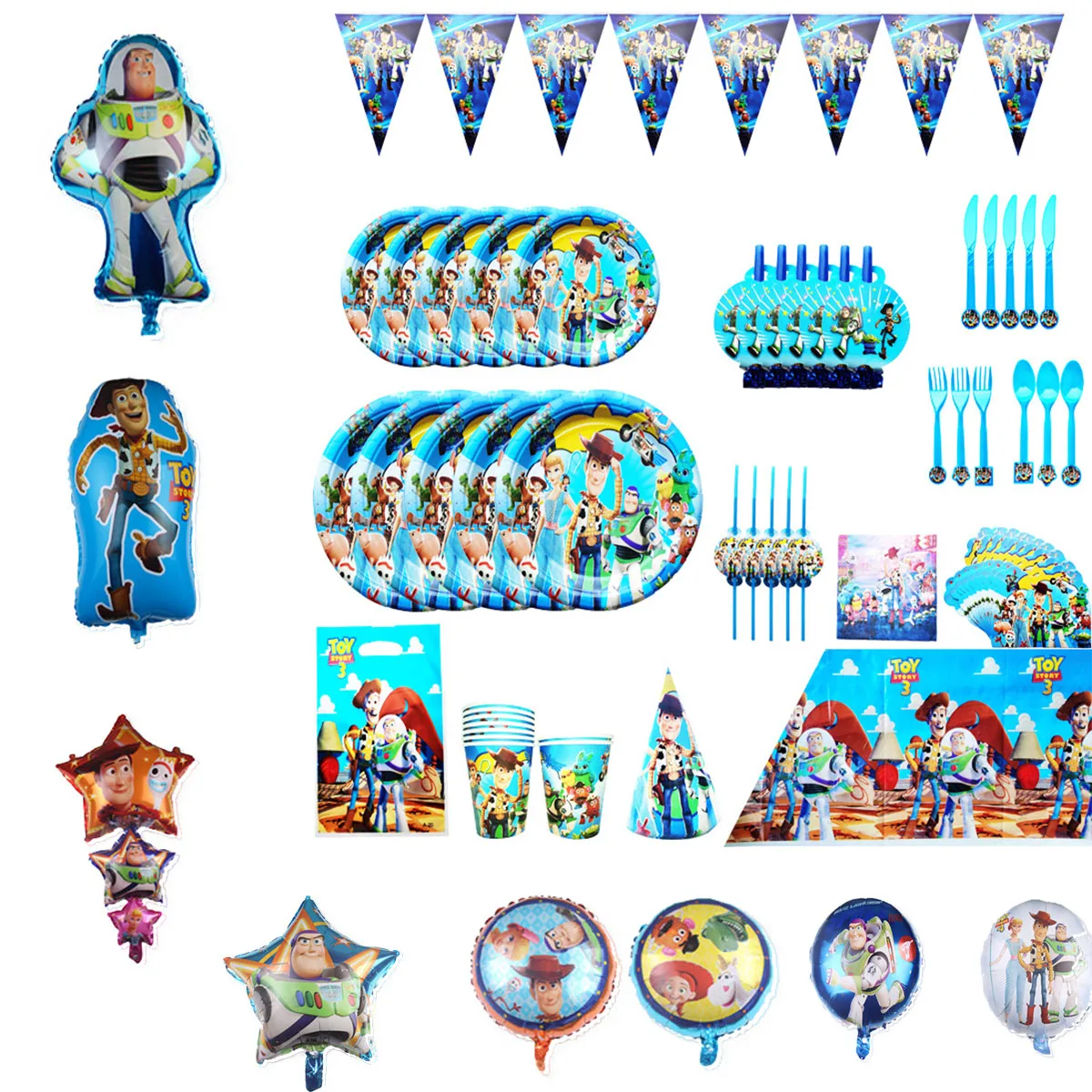 Disney Toy Story Balloon Buzz Lightyear Woody Lightyear Anime Cartoon Forniture Per Feste Di Compleanno Stoviglie Baby Shower Decoration