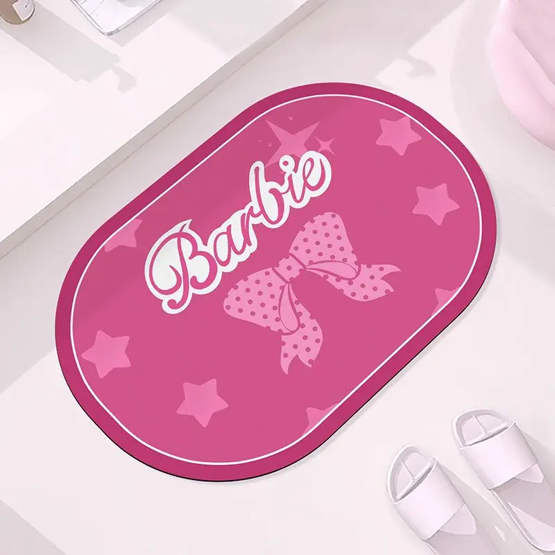 

Cartoon Barbie Floor Mat Kawaii Anti Slip Water Absorbent Bathroom Carpet Cute Quick Drying Scrubbable Soft Diatom Mud Floor Mat