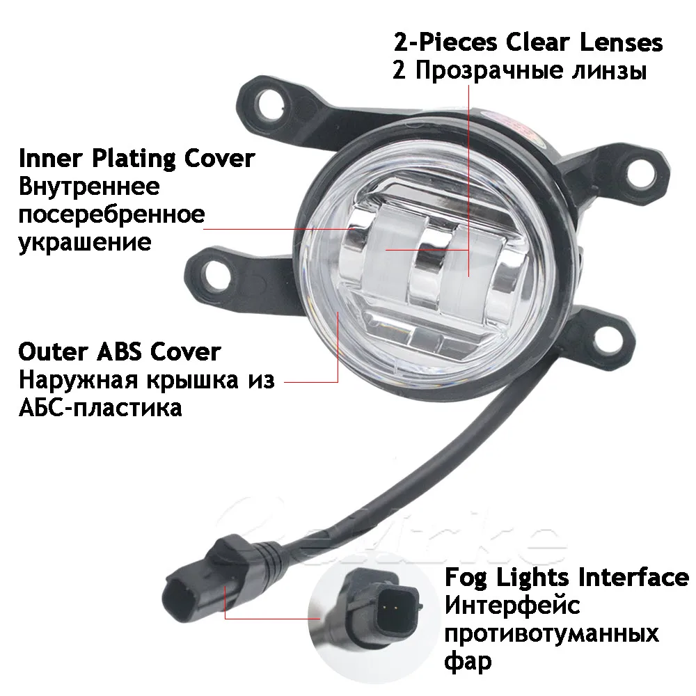 White / Yellow Led Fog Lights for Toyota Venza Harrier 2021-2025 with Lens DRL 30W 12V Optional Fog Lamp Wire Bracket Switch detail image 2