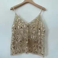 Puloru Trendy Sequins Beads Flower Pattern Vests Women's Sleeveless Open Back V Neck Camisoles See-Through Chic Summer Camis - Image 4
