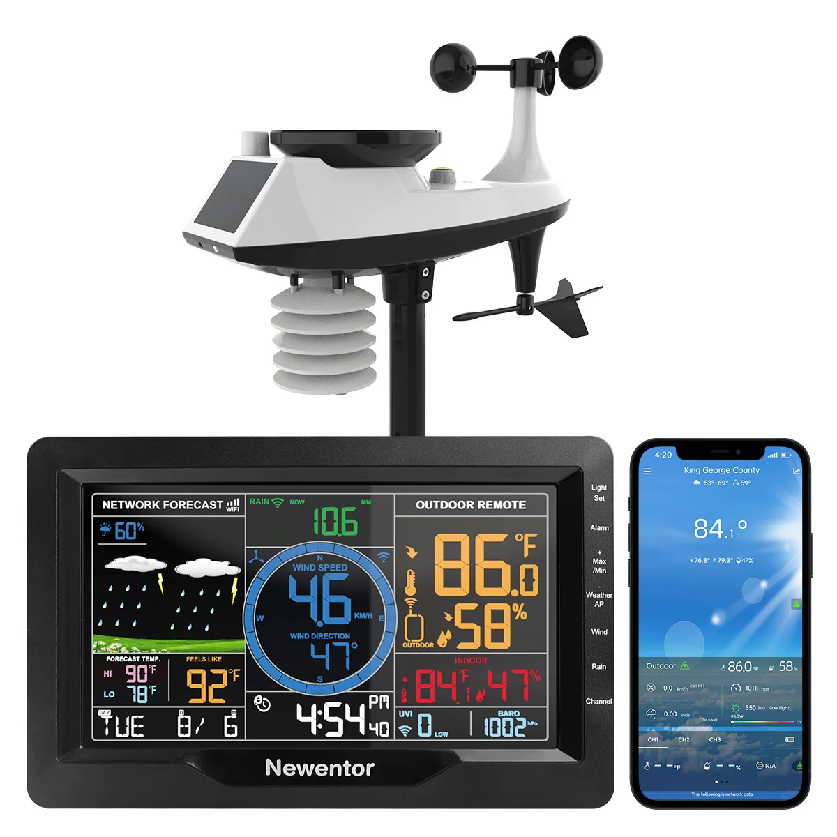 Newentor WIFI Q9 Weather Station with Wind Anemometer Connect to