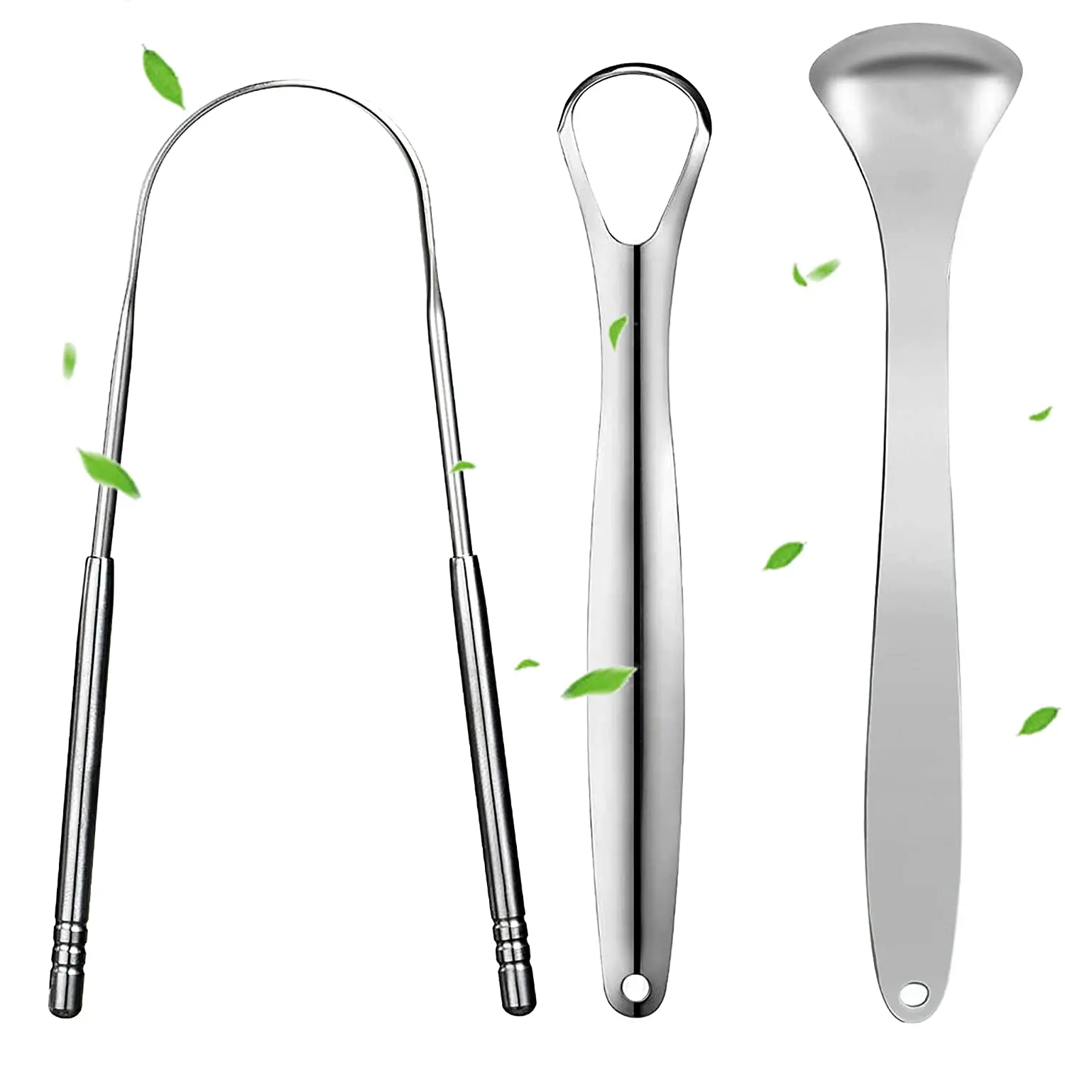 3pcs Metal Tongue Scraper Cleaner for Adults & Kids, Portable Stainless
