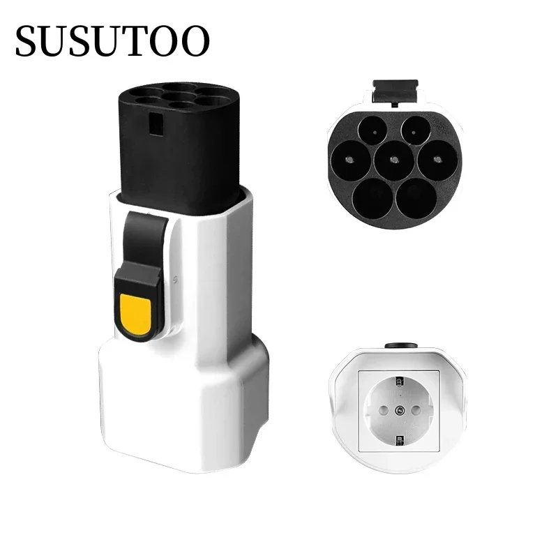 Adattatore Da Tipo 2 A Schuko Per Auto Elettrica – 230V/16A (3,5kW), Protezione 8 Livelli, IP65, Compatibile IEC 62196-2, Portatile