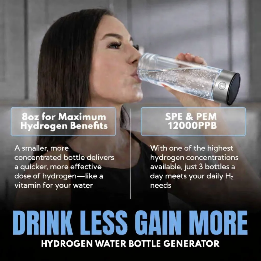 Portable Hydrogen Water Bottle 12000PPB Hydrogen Rich Water Generator Rechargeable SPE PEM Hydrogen Water Maker Cup Travel USB 4