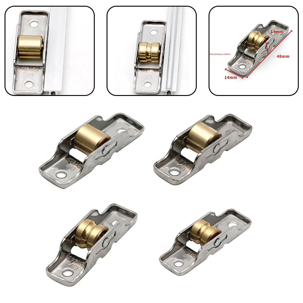 4pcs Window Pulley Sliding Door Rollers Heavy Silent Bearing Pulley Window Rollers Furniture Hardware Wardrobe Track Wheel