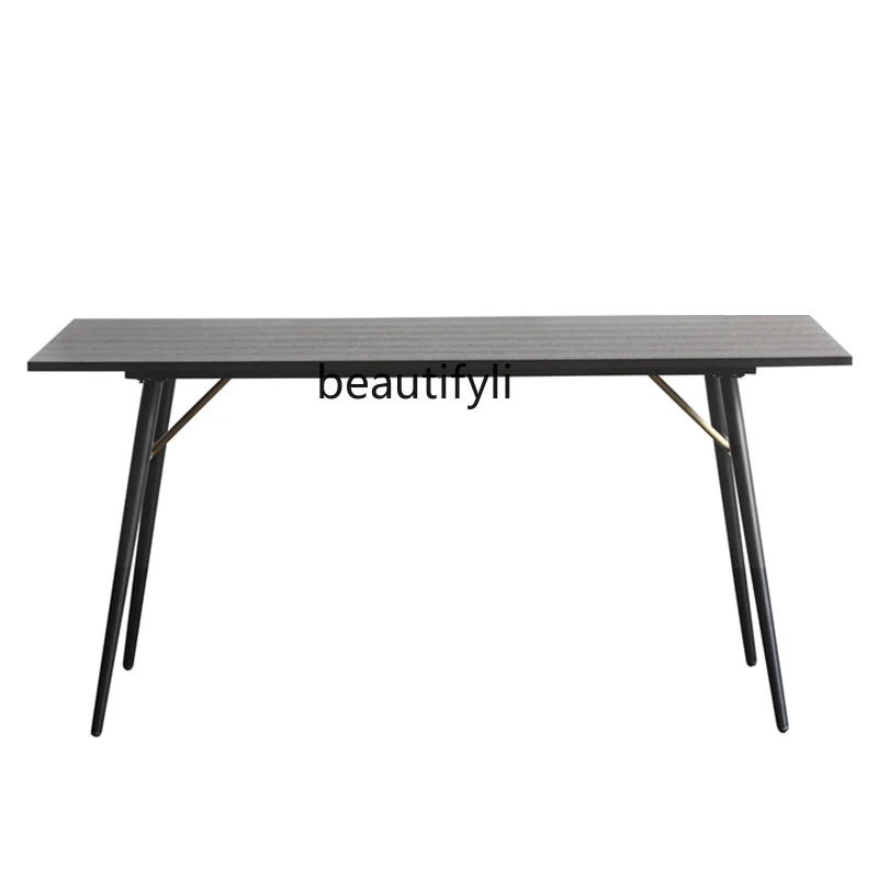 

Nordic Style Black Dining Table Danish Style Solid Wood Simplicity Multifunctional Study Table