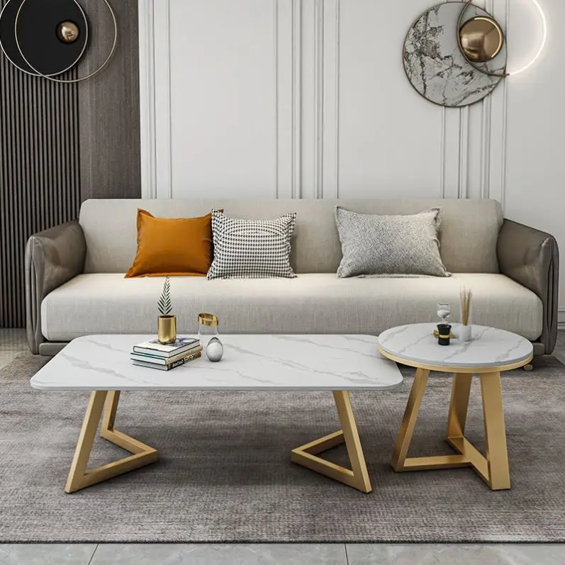Rectangle White Marble Stainless Steel Coffee Table In Gold For Home oval coffee table