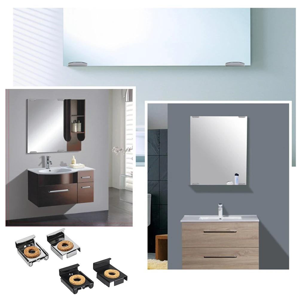 Spring Loaded Mirror Clips Bathroom Toilet Mirror Fixing Adjustable Bedroom Hanger Wall Bracket Multifunctional 4* mirror fixing kit