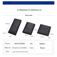 BISON DENIM Brand Genuine First Layer Leather Short Wallet Business Classic Purse Men's Wallet Cards Holder Casual Purse N4437-2 2