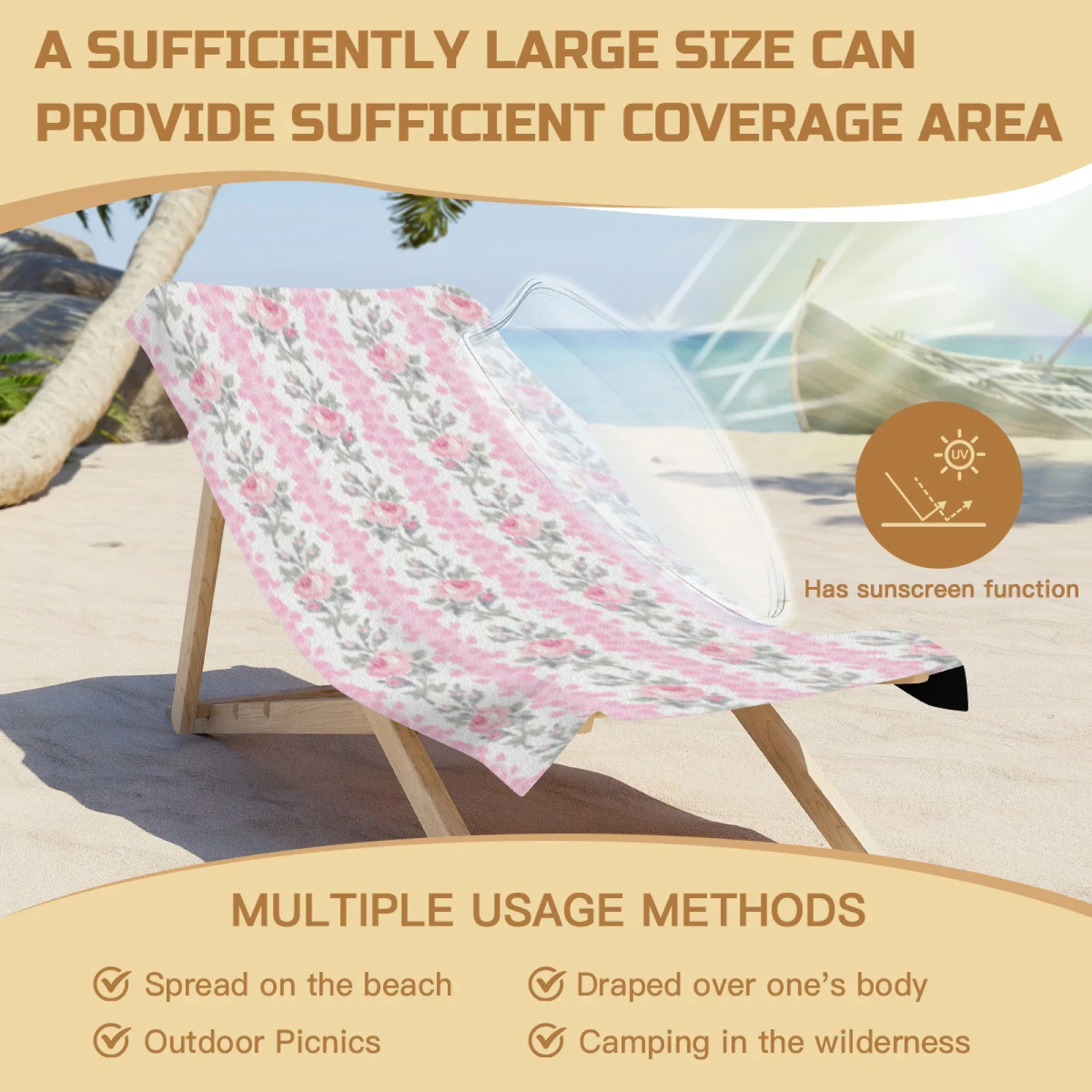 Pink Blooming Heirloom Rose Beach Towels Bath Towel  Inch Water-absorbent For Bathroom Customisable Souvenir Gift 5