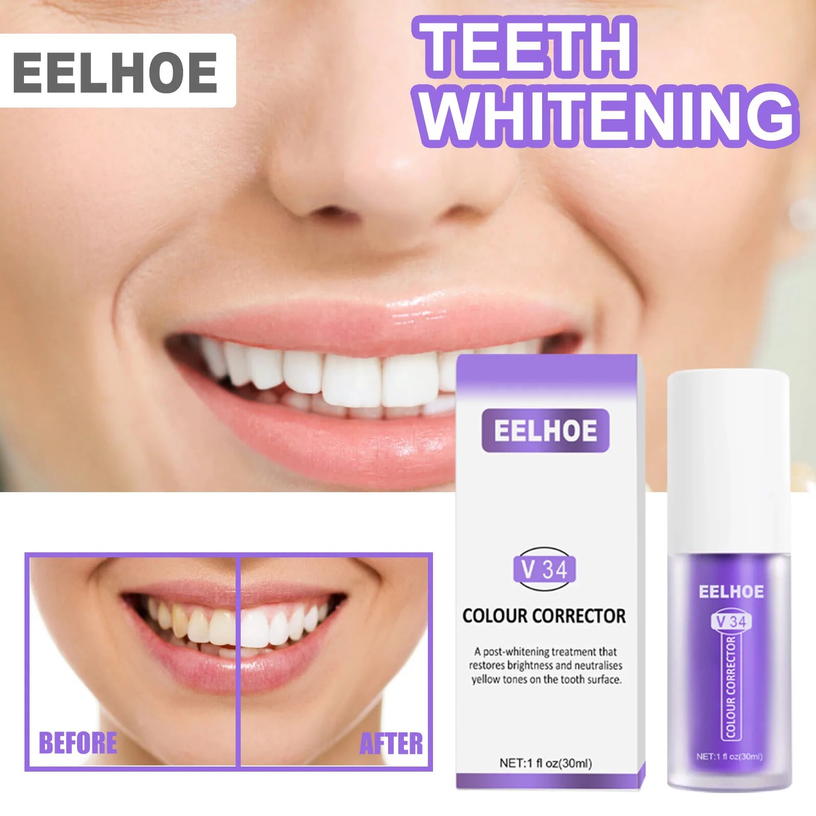 30ml Teeth Whitening Toothpaste V34 Tooth Colour Corrector Enamel Care