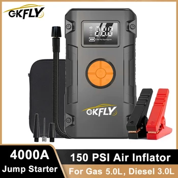 4 in 1 4000A Jump Starter Power Bank 59.2Wh 150PSI Compressore d'aria Pompa per pneumatici Caricatore portatile Dispositivo di avviamento per auto Booster
