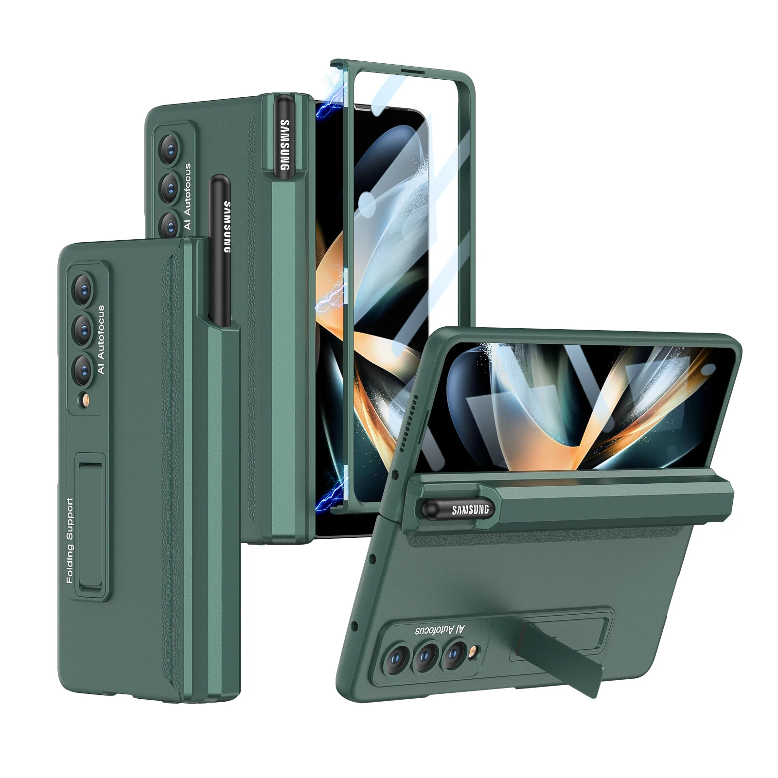 

Fall Protection Magnetic Full Coverage Case for Samsung Galaxy Z Fold4 5G Fold 4 Fold3 Fold 3 Zfold4 Zfold3 Tempered Glass Film