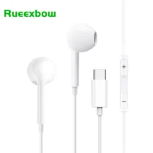 RUEEXBOW USB Type-C In Ear Hearphone Headset Earphone Mic Volume For HUAWEI Mate 20 X RS P20 30 P40 Honor 7 8 V8 xiaomi VIVO