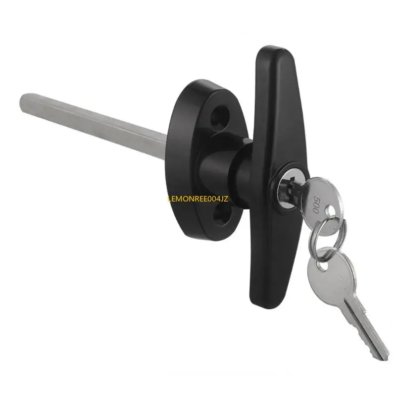E7CD Heavy Duty Black Shed Door Handle Lock set Featuring Longer Stem & Key Shed Security Lock Simple for Barns & Playhouses