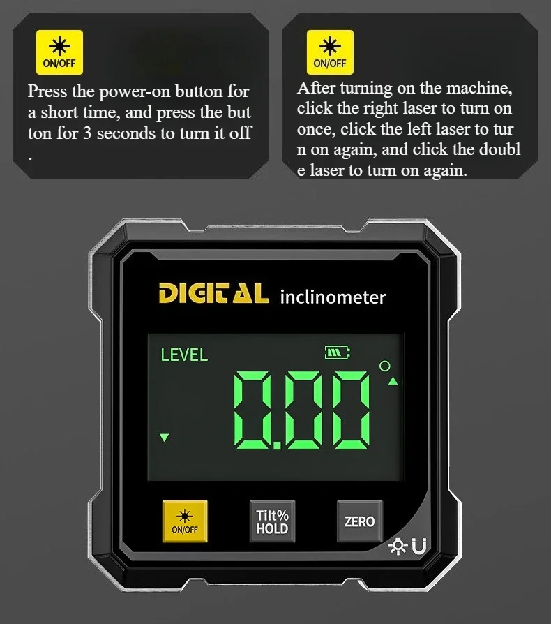 Digital Electronic Level 360° Angle Finder 4-Sided Magnetic Inclinometer Protractor Precision Level Box for Woodworking Tools