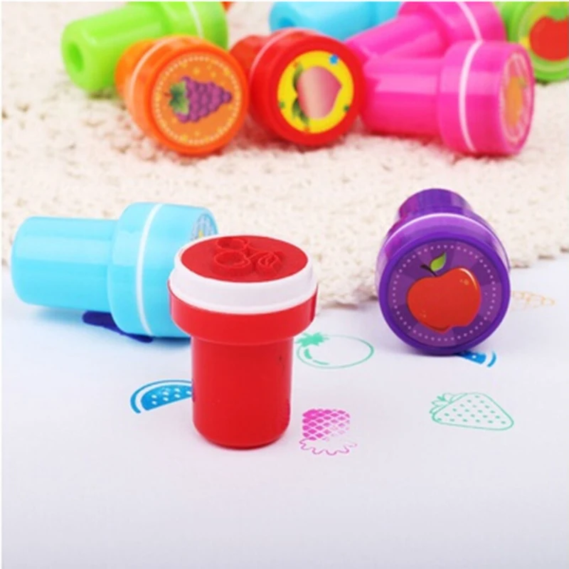 

12pcs/Box Children Toy Rubber Stamps Cartoon Fruits Kid Seal DIY Scrapbook Photo Album Decor Stamper High Quality Simple