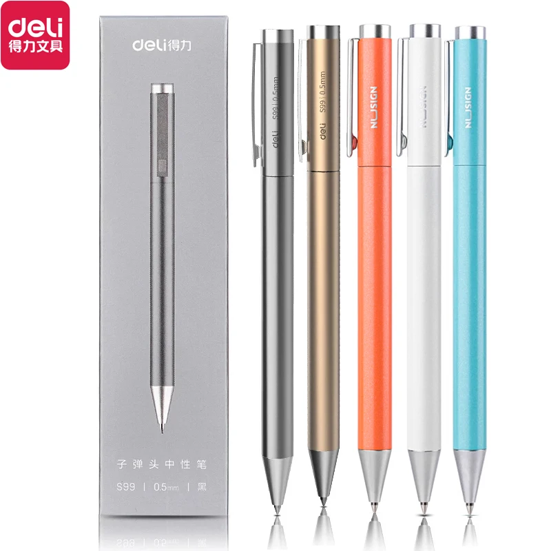 Elegant Deli Metal Gel Pen - Gold & Silver, 0.5mm Premium Refill, Black Ink