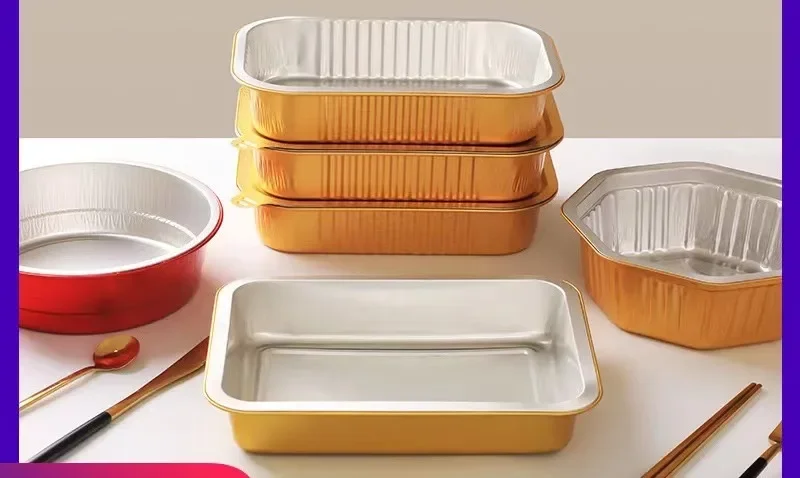 20pcs/50pcs Aluminum foil lunch box bake barbecue rectangular thickened stiffened hermetically sealed aluminum foil box