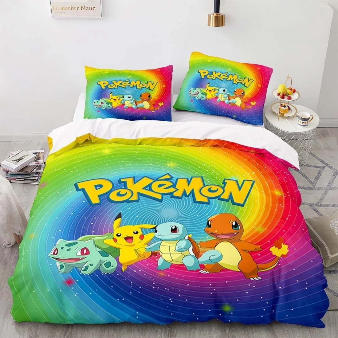 

Pokemon Bedding Set for Kids Boys Cute Cartoon Printed Duvet Cover Pikachu Twin King Size Covers Printed 100% Polyester