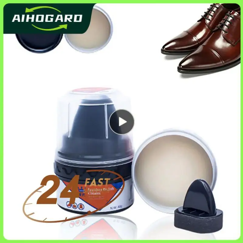 40g Multi-functional White/Black Shoe Polish Colorless Light Shoes Rub Leather Cleaner Shoes Brush Care Sponge Wax TSLM1