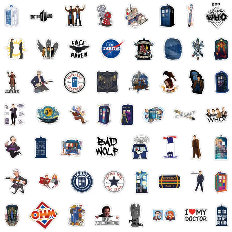 55pcs no repeat 5-9cm Cartoon who the Matt Smith sticker for box Suitcase PVC collection doctor toy