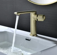 ก๊อกน้ำห้องน้ำระดับไฮเอนด์ โมเดิร์น ทำจากทองเหลืองแท้ สำหรับอ่างล้างหน้าในวิลล่า โรงแรม บ้าน ติดตั้งบนเคาน์เตอร์ ก๊อกน้ำผสมน้ำร้อนน้ำเย็น รูเดียวที่จับเดียวสูงและสั้นเรือห้องน้ำห้องน้ำผสมก๊าป 3