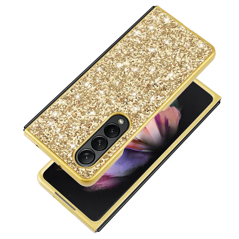 Luxo Sequins Glitter Case para Samsung Galaxy z Dobre 5g z Dobre Fino Colorido Estrela Brilhante Bling à Prova de Choque Capa Traseira Dura - Image 2