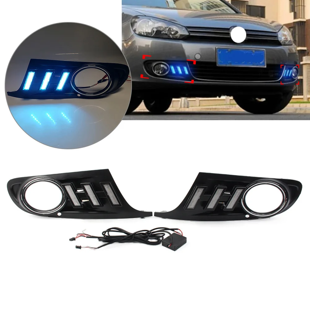 

For VW Golf MK6 Car Fog Lamp Daytime Running Light DRL With White Yellow Blue Light For Volkswagen Golf 6 2009-2013 1Pair