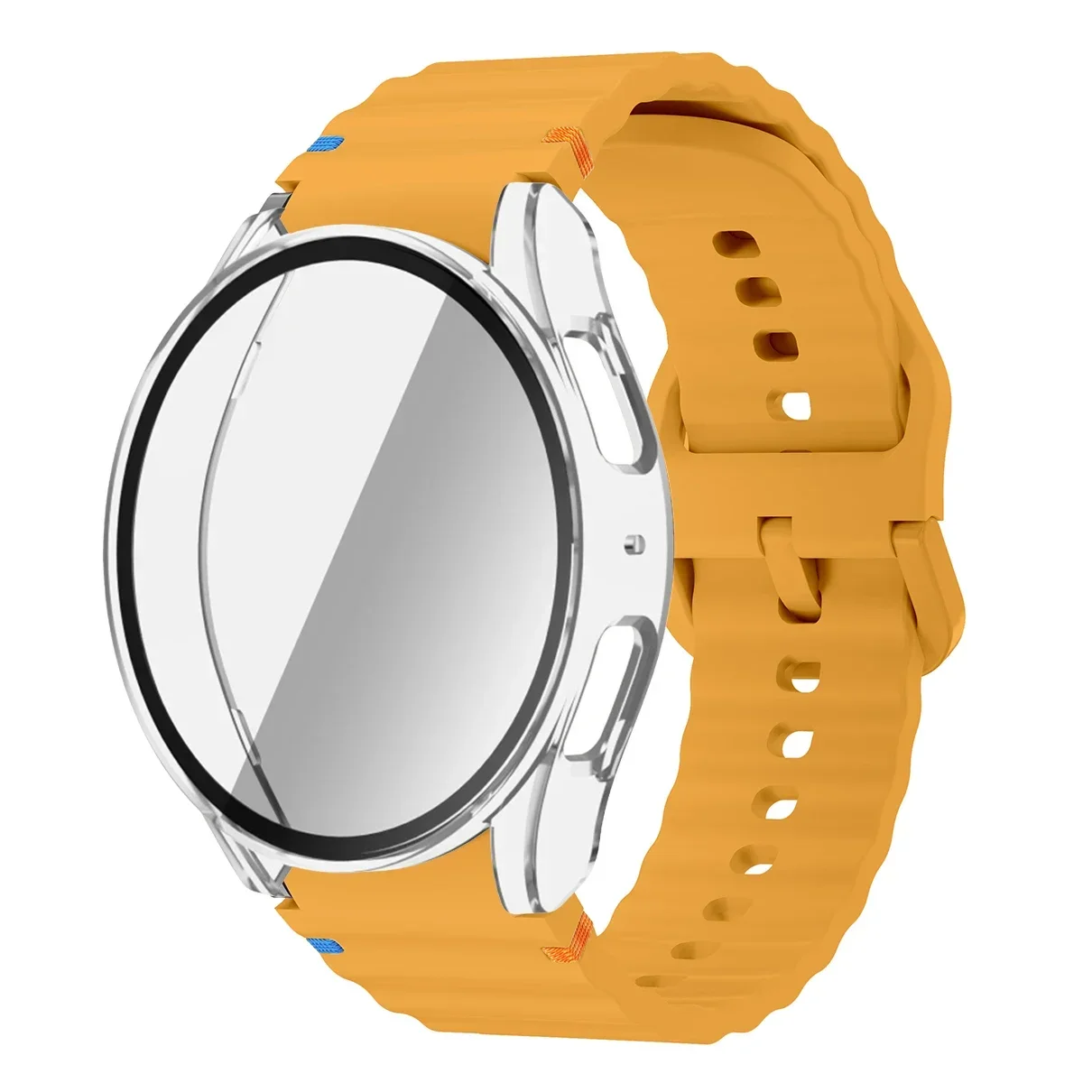 Enhanced Silicone Band and Bumper Case with Tempered Glass Screen Protector