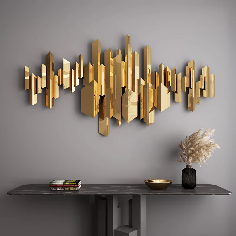 

Light luxury metal wall decoration sofa background wall decoration pendant three-dimensional bedroom wall decoration