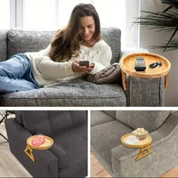 Sofa Armrest Tray – Foldable Wooden Clip-On Couch Arm Table for Drinks, Phone, Breakfast & More