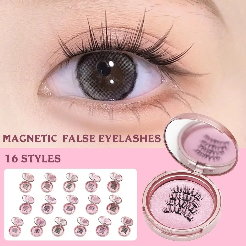 3D 5 Magnet Magnetic False Eyelashes 2 Pairs/Box Reusable Artificial Faux Mink Handmade No Needed Glue Waterproof Lashes