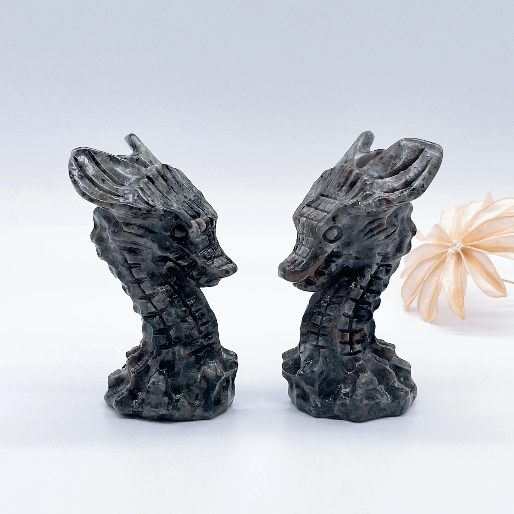 Natural Yooperlite Crystal Quartz Flame Stone Dragon Head Hand-Carved Crafts Ornaments Reiki Minerals Office Decoration Gift 4