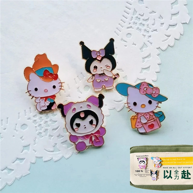 

Sanrio Kawaii Hello Kitty Brooch Anime Kuromi Creative Metal Badge Girls School Bag Pin Pendant Cute Clothes Bag Accessories